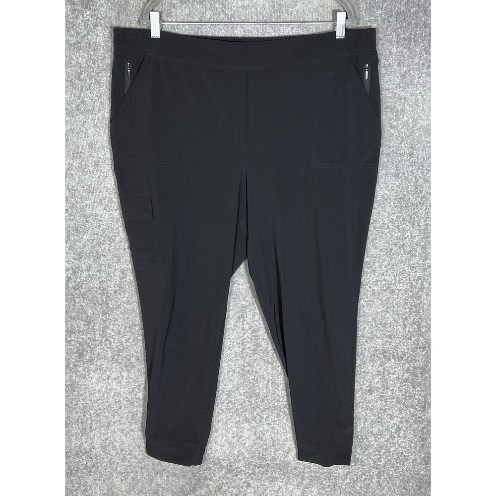 Chicos Zenergy Cargo Jogger Pants Womens Sz 3.5R US Sz 18R Black Stretch Pockets